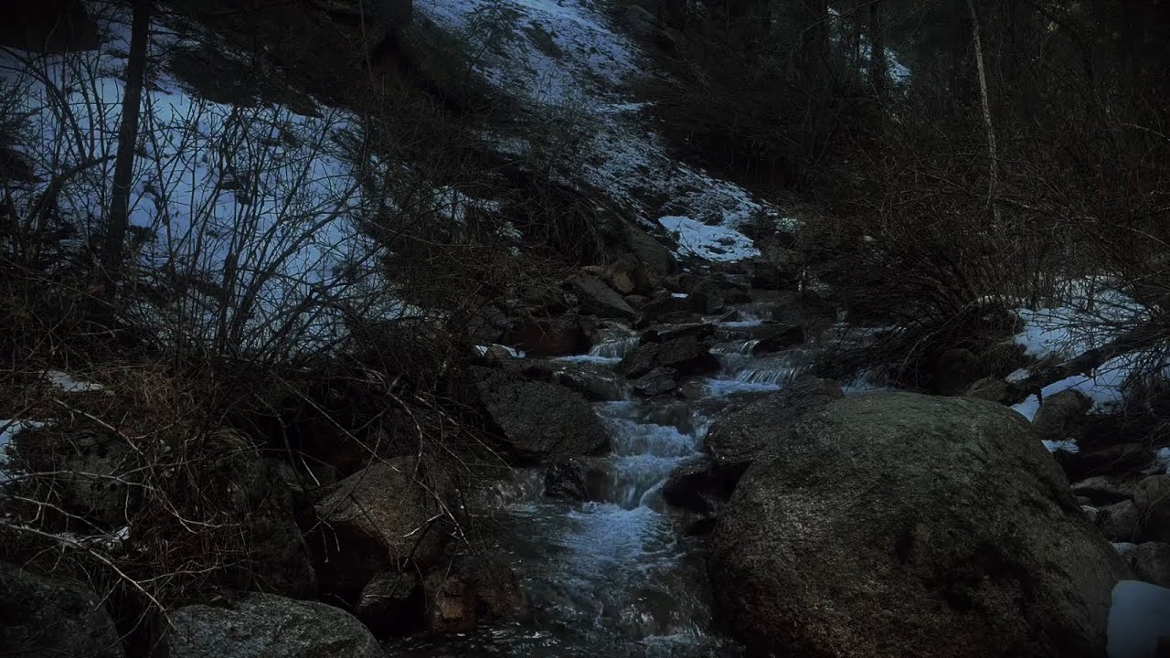 Winter Waterfall 3 HOURS white noise Dark Gothic Nature Ambience ~ Cascading River