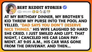 At My Birthday Dinner, My Brother’s Kid Threw My Purse Into The Pool And Yelled, “Dad Says You Don’t