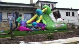 Bouncy castle tips over
