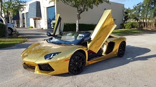 Gold Lamborghini Aventador Roadster By Custom Wrap Design See How It's Done