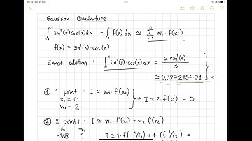 Gaussian Quadrature - Exercise 1: Single variable function over the interval [-1, 1]
