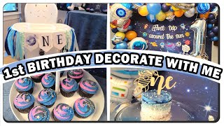 🚀 1st BIRTHDAY PARTY DECORATE WITH ME | FIRST TRIP AROUND THE SUN | BABY BOY DIY BIRTHDAY PARTY