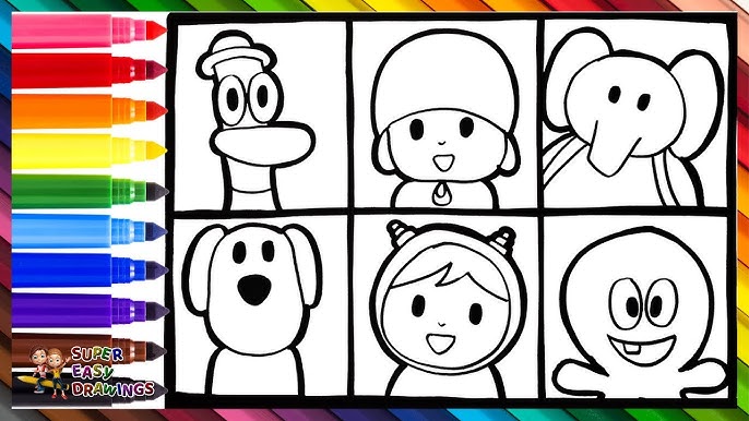 Desenhar E colorir Pocoyo E Seus Amigos 👶👧🏼🐶🐘🦆 Desenhos Para Crianças  