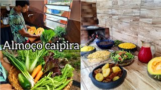 preparamos um almoço caipira no fogão a lenha