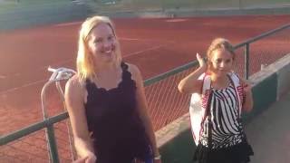 Kaia Kanepi And Simona Tennis Training, Thank You Kaia To Motivate Young Players To Play Tennis