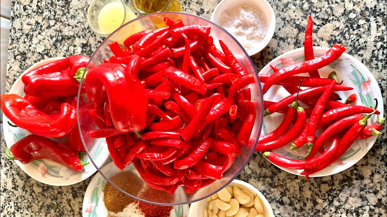 Piment fort بمكونات رخيصة جداغادي تحضري الهريسة الحارة في البيت وتحتافظي بيها مدة طويلة