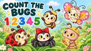 Wiggly Giggly Bugs | Counting Song 1-5 | Nursery Rhymes | Hello Little World