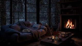 The ambiance from winter cabin window with blizzard price | Fireplace sounds for sleep ASMR