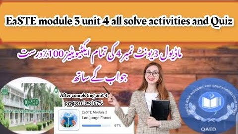 EaSTE module 3 unit 4all solve activities| quiz
