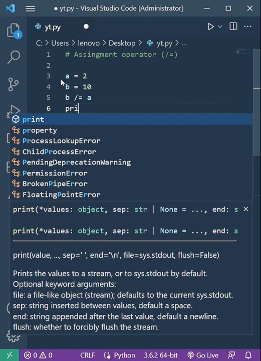 Assignment operator divide equal to in python - YouTube image.