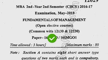 2018 Mdu MBA 2nd Sem Fundamentals of Management Question Paper
