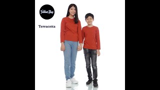 Kaos Polos Anak Lengan Panjang Bahan Katun Combed 30s Warna Teracota