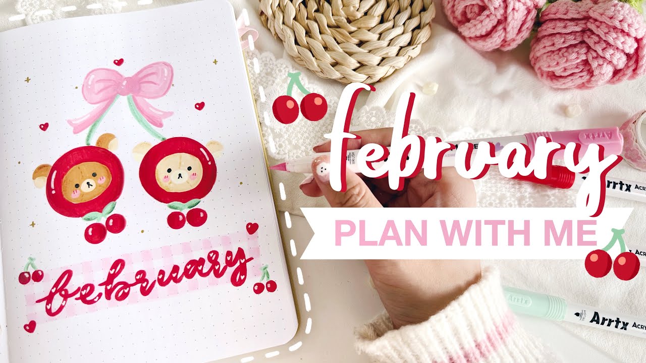🍒 plan with me // february 2025 bullet journal setup