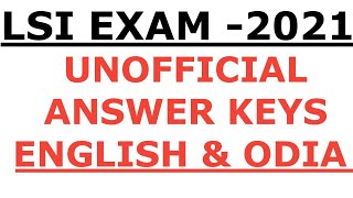 LSI EXAM 2021 I ENGLISH OFFICIAL ANSWER KEYS I ODIA ANSWER LSI EXAM ANSWER KEYS I  ANSWER KEY 2021