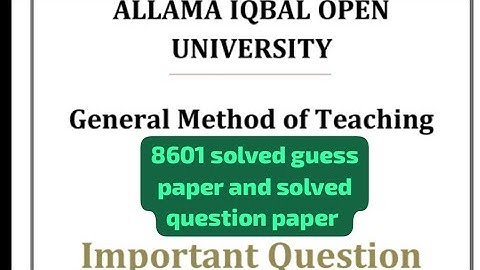 8601 solved guess paper! Aiou course code 8601 solved guess paper #8601#guesspaper