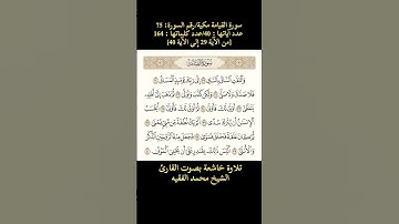 سورة القيامة، [من الآية 29 إلى الآية 40] تلاوة خاشعة بصوت القارئ الشيخ محمد الفقيه