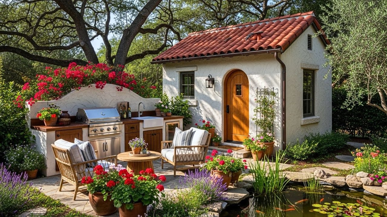46 Tiny Spanish Style Homes With Outdoor Kitchens, Flowers, And Garden Serenity