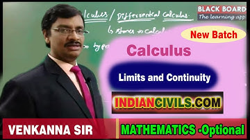 Calculus - Limits and Continuity | Mathematics Optional | For UPSC EXAMS |  By Venkanna Sir