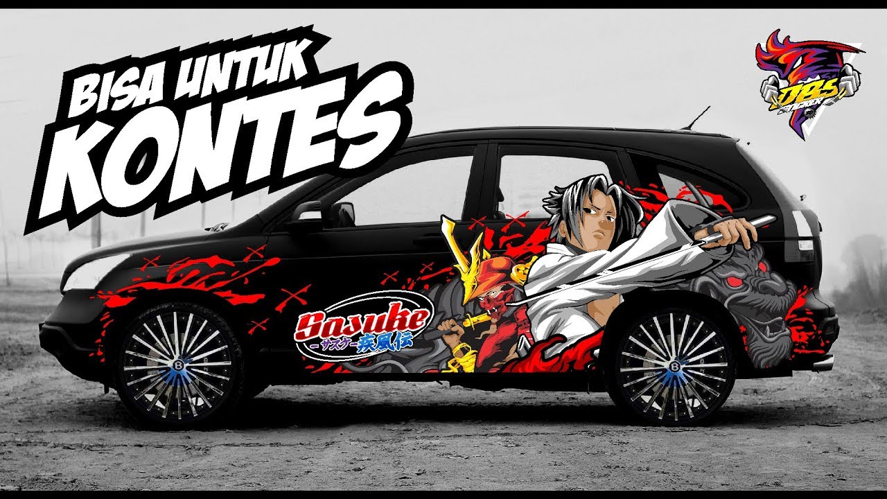  2 Desain  sticker mobiL  Honda tema Sasuke vector 