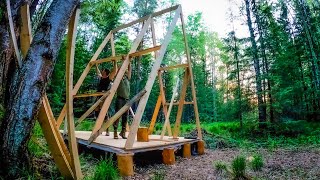 A FRAME CABIN in the WILD | THE MAKING from 0  DIY off the grid | Woodworking bushcraft and cooking