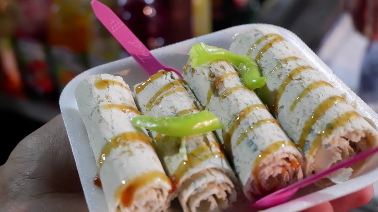 GREEN CHILLI ICE-CREAM ROLL | SARAFA INDORE | JHANNAT MIRCH ICE-CREAM
