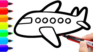 Como desenhar avião e páginas para colorir para aprendem cores screenshot 1