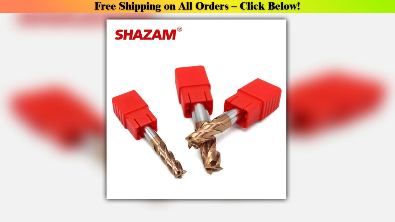 SHAZAM 4-Shank HRC55 4-Flute Flat End Mill Tungsten Steel Carbide Alloy Coating 10PCS Milling