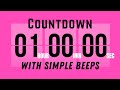 1 Hour Flip Clock Countdown Timer ⏳ Realistic Flip Sounds | Simple Beeps + Start & End Alerts