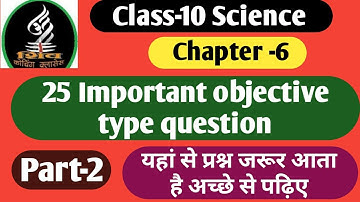 कक्षा-10 वस्तुनिष्ठ प्रश्न / विषय-विज्ञान / अध्याय-6