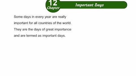 Environmental Studies Class 5 Chapter 12,Important Days Part 01