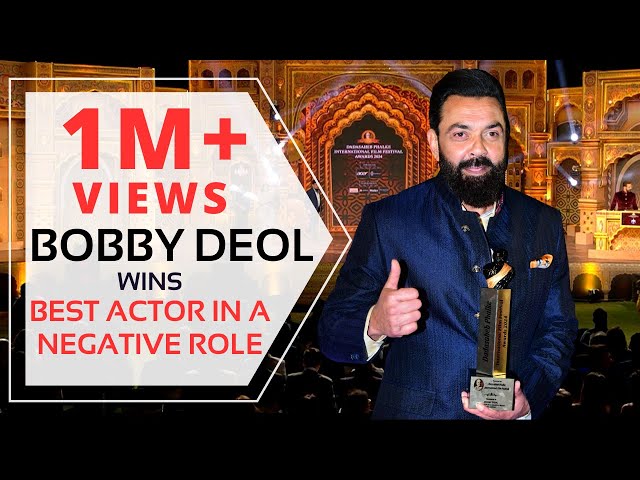 Bobby Deol Wins Best Actor in a Negative Role for Animal at Dadasaheb Phalke Awards 2024 #bobbydeol class=