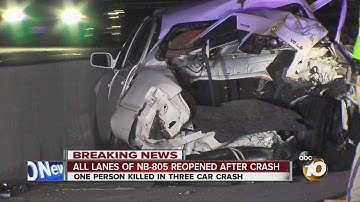 1 killed in 3-vehicle crash on I-805