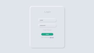login form using HTML && CSS  |  3d login form | CSS Neumorphism Login Form Design