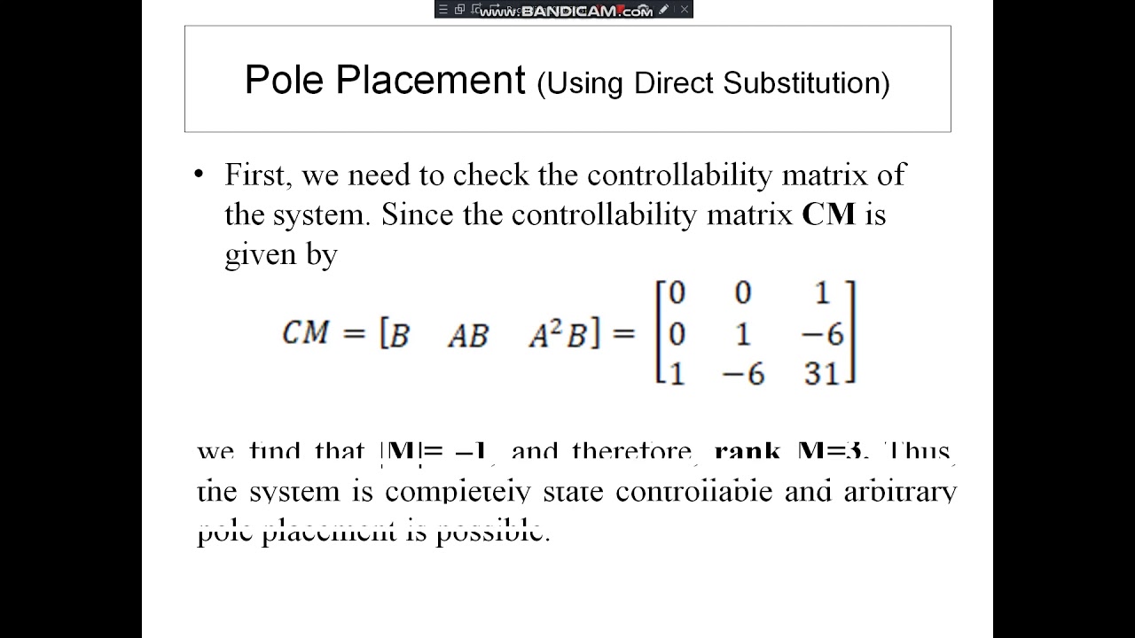 pole placement methodology