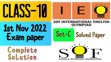 2022-23 IEO International English Olympiad Class 10 Solved Question paper | SOF#ieo #class10english