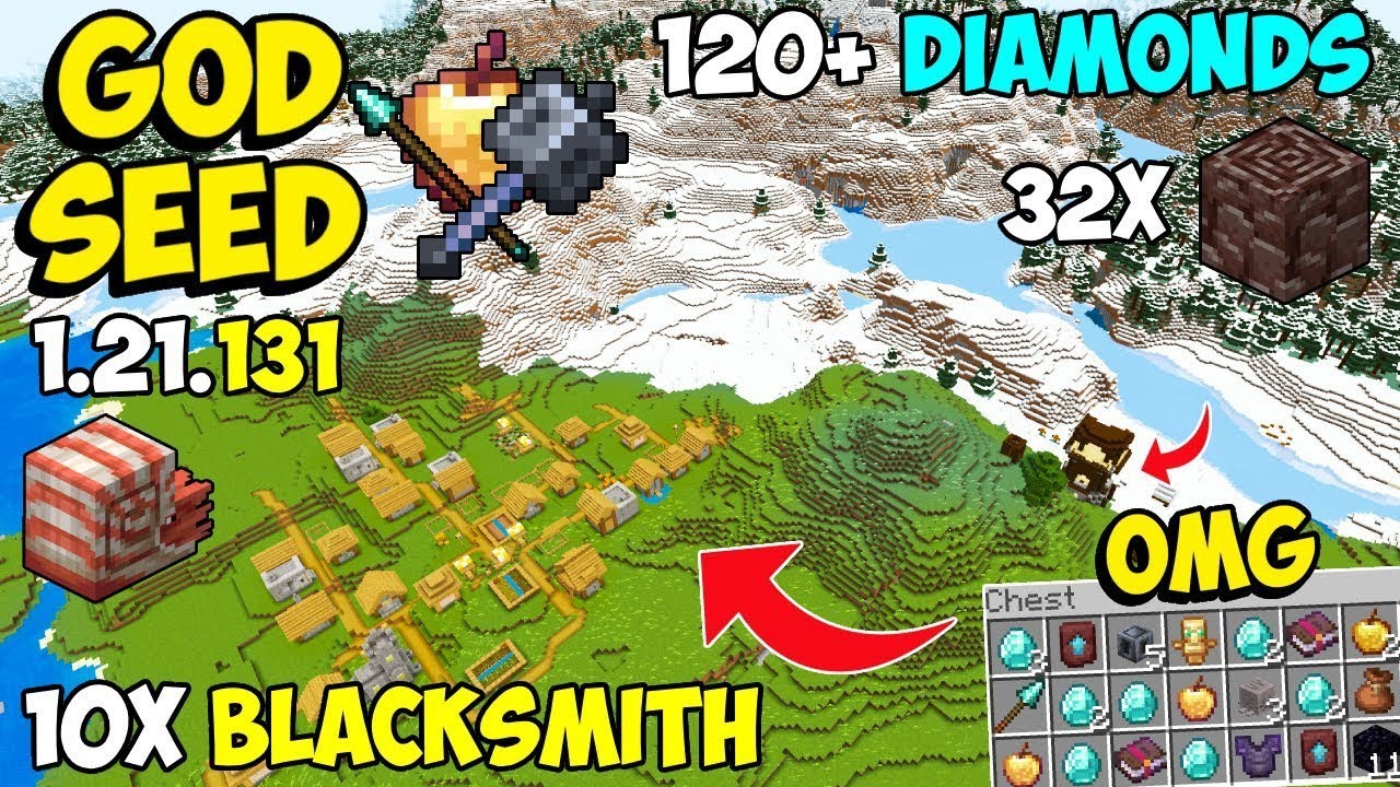 🔥Ultimate [God Seed] For Minecraft 1.21 Bedrock & PE | Five Blacksmith Village Seed Bedrock 1.21.131