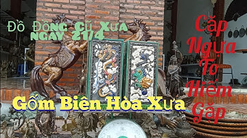 Cặp Ngựa To Hiếm Gặp _ Gốm Biên Hòa Xưa _ Cặp Bình Nho Sóc. Trưa 21/4#đồcổ #đồcũ #đồđồng #đồcổcầnthơ