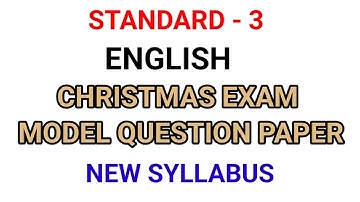 CLASS 3 CHRISTMAS EXAM MODEL QUESTION PAPER| ENGLISH SECOND TERM MODEL QUESTIONPAPER ENGLISH CLASS 3