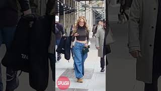 Jennifer Lopez Is All Smiles On Her Way To Lunch In Crop Top, Jeans And Mini Lady Dior Bag In NY