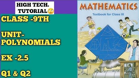 #ncert #cbseClass-9th,(Polynomial)|Ex-2.5|Q1 &Q2 | hi tek tutorial
