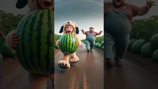 Evolution Of Dog A Child With Dog Costume Carrying A Water Melon