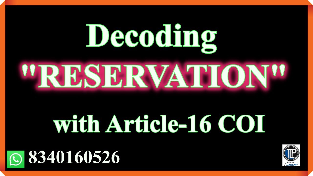 Decoding Reservation Article- 16 Constitution of India - YouTube