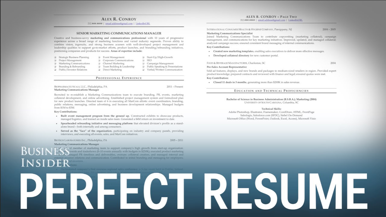 ออกแบบเรซูเม่  2022  A résumé expert reveals what a perfect résumé looks like