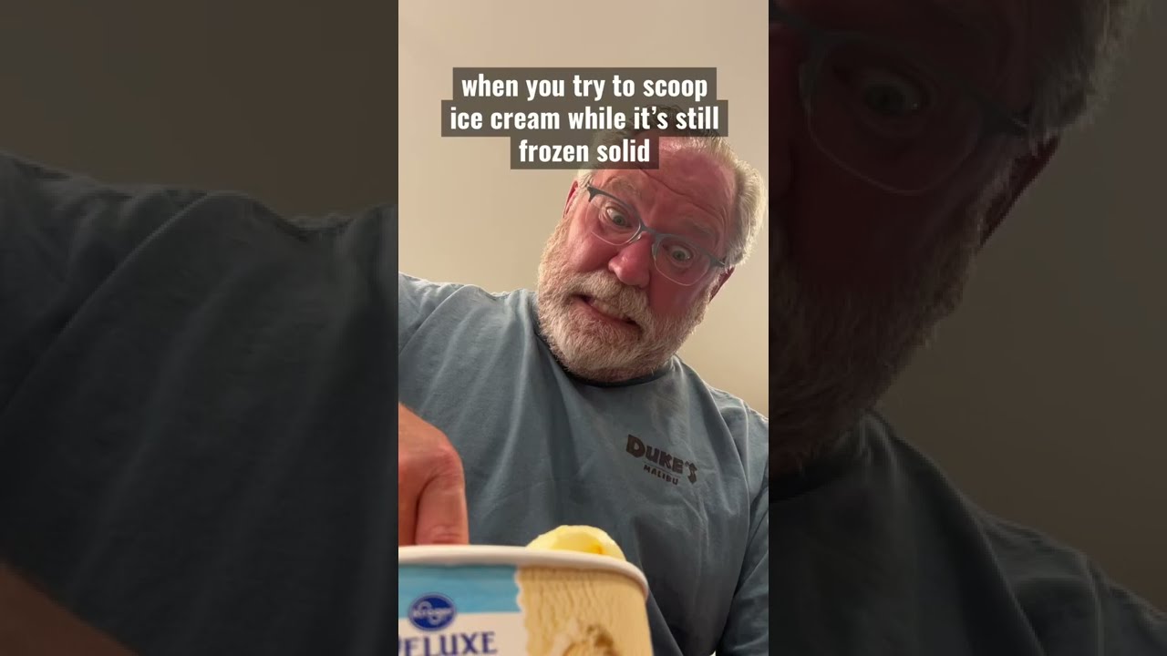 trying to scoop ice cream when it’s frozen solid 😂 