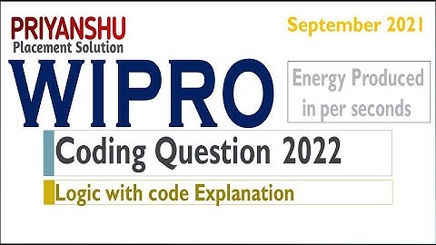Wipro Energy Produce in Seconds coding Question answer  | Wipro Programming Question September 2021