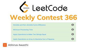 Leetcode Weekly Contest 366 | Solutions | Editorial | C++ Java | Abhinav Awasthi