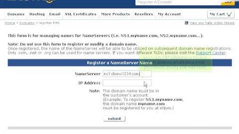 Creating Private Nameservers at enom.com