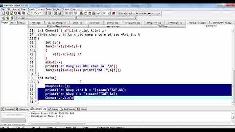 Ngôn ngữ lập trình C Bài 14 Chèn phần tử x vào mảng 1 chiều sau vị trí k