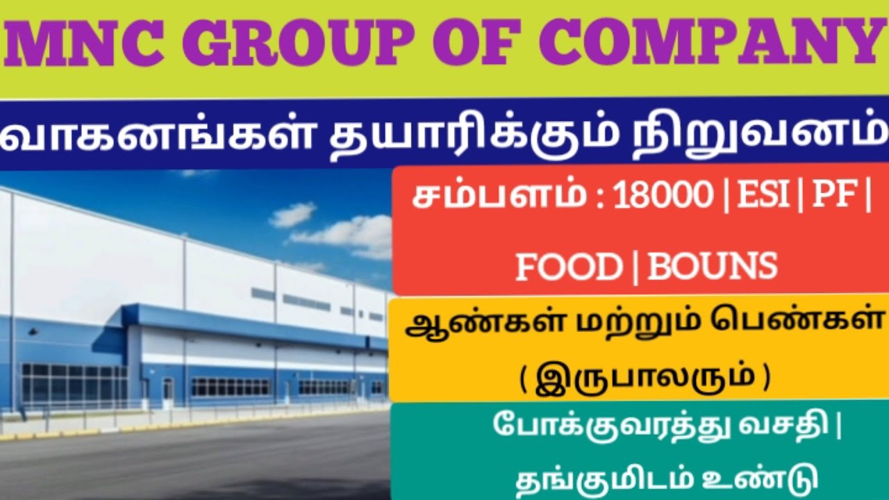 Jobs in Manufacturing companytoday job opening in madurai jobs