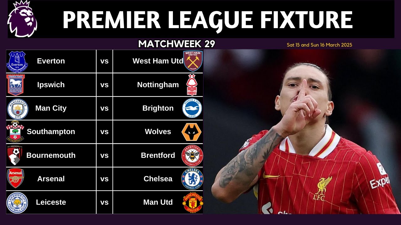 English Premier League Fixtures 2025 - YouTube